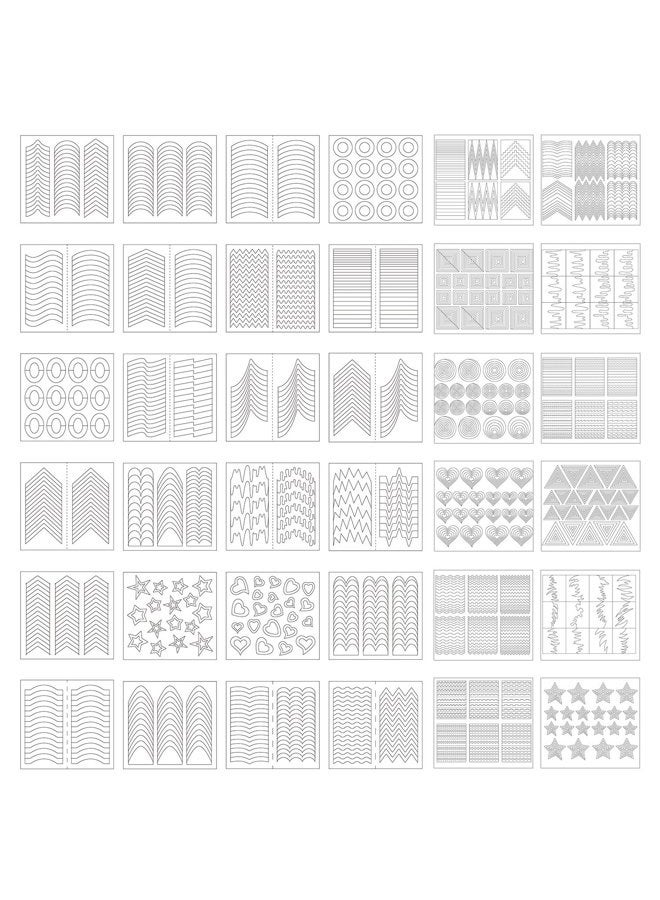 eBoot 1275 Pieces 49 Designs Nail Art Stencils French Tip Guides Stickers Form Fringe Guides Vinyl, 36 Sheets - Image 1