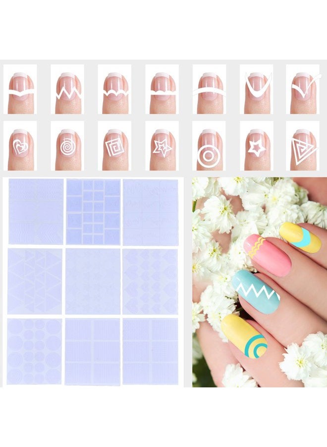 eBoot 1275 Pieces 49 Designs Nail Art Stencils French Tip Guides Stickers Form Fringe Guides Vinyl, 36 Sheets - Image 5