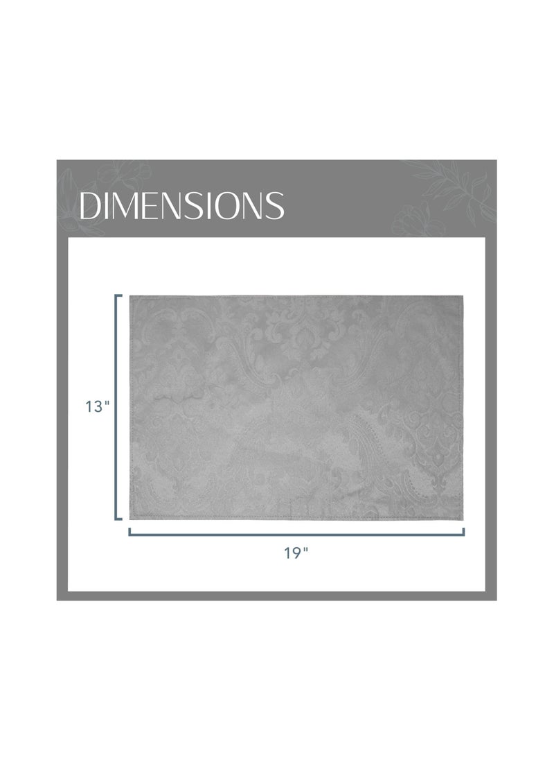 RARELY Set of 4 Grey Elegance Damask Table Fabric Placemats  Handkerchief Wedding 13 x 19inch  - Image 2