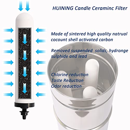 HUINING 4PCS 10-inch Replacement Ceramic Filter Candle with Activated Carbon for Countertop Gravity Water Filter Systems - Image 3