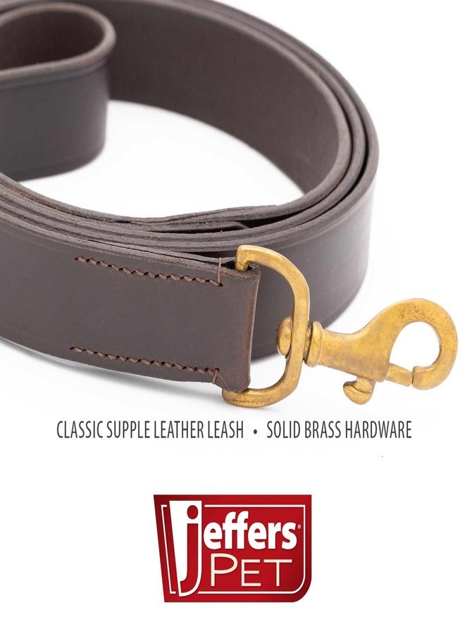 Jeffers Pet Flat Leather Dog Leash with Handle, Long Training Lead with Brass Hardware for Walking, Hiking, Small to Medium Dogs, Classic Chestnut Strap - Gifts for Dog Lovers - 3/4" W x 6' L - Image 3