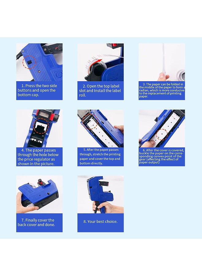 Generic - 8 Digits Price Tag Machine Handheld Price Labeller Label Date Maker Pricing with 10pcs Price Labels Paper for Office Retail Shop Grocery Store Organization Marking Warehouse - Image 1