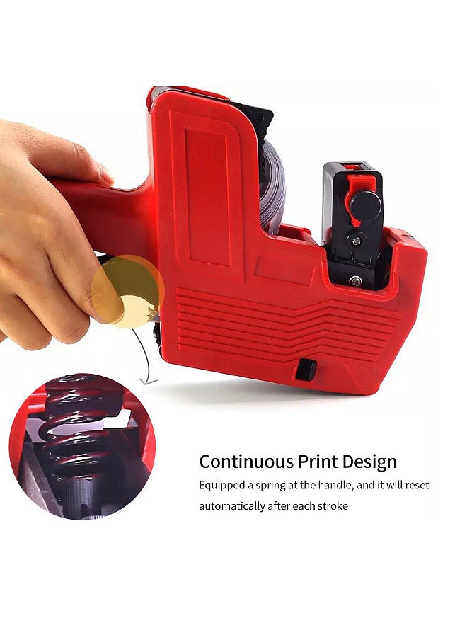 Generic - 8 Digits Price Tag Machine Handheld Price Labeller Label Date Maker Pricing with 10pcs Price Labels Paper for Office Retail Shop Grocery Store Organization Marking Warehouse - Image 1