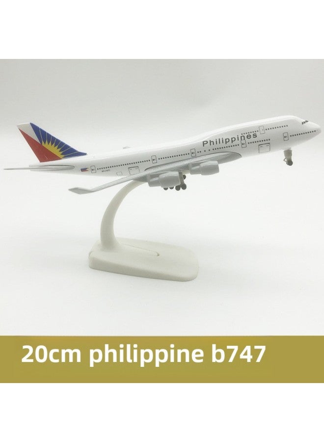 20CM Philippines Airlines B747 Artificial Aircraft Model Alloy With Landing Gear Wheels Static Ornaments Aircraft Model-Color:20CM Philippines Airlines B747  - Image 1