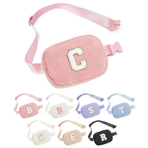 YOOLIFE Christmas Gifts for Girls, Birthday Gifts for 3 4 5 6 7 8 9 10 11 12 13 Year Old Girls Daughter Sister, Initial Purse Crossbody Bag Belt Bag Fanny Pack, Pink C - Image 1