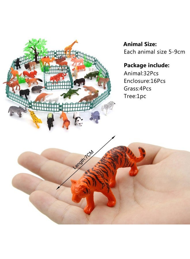 PINOWU Realistic Mini Wild Zoo Animals Figurines Toys 32 Pcs Gift Set for Education and Party Favors, Plastic Forest Safari Animals Lion, Hippo, Tiger, Bear, Elephant, Giraffe etc - Image 4