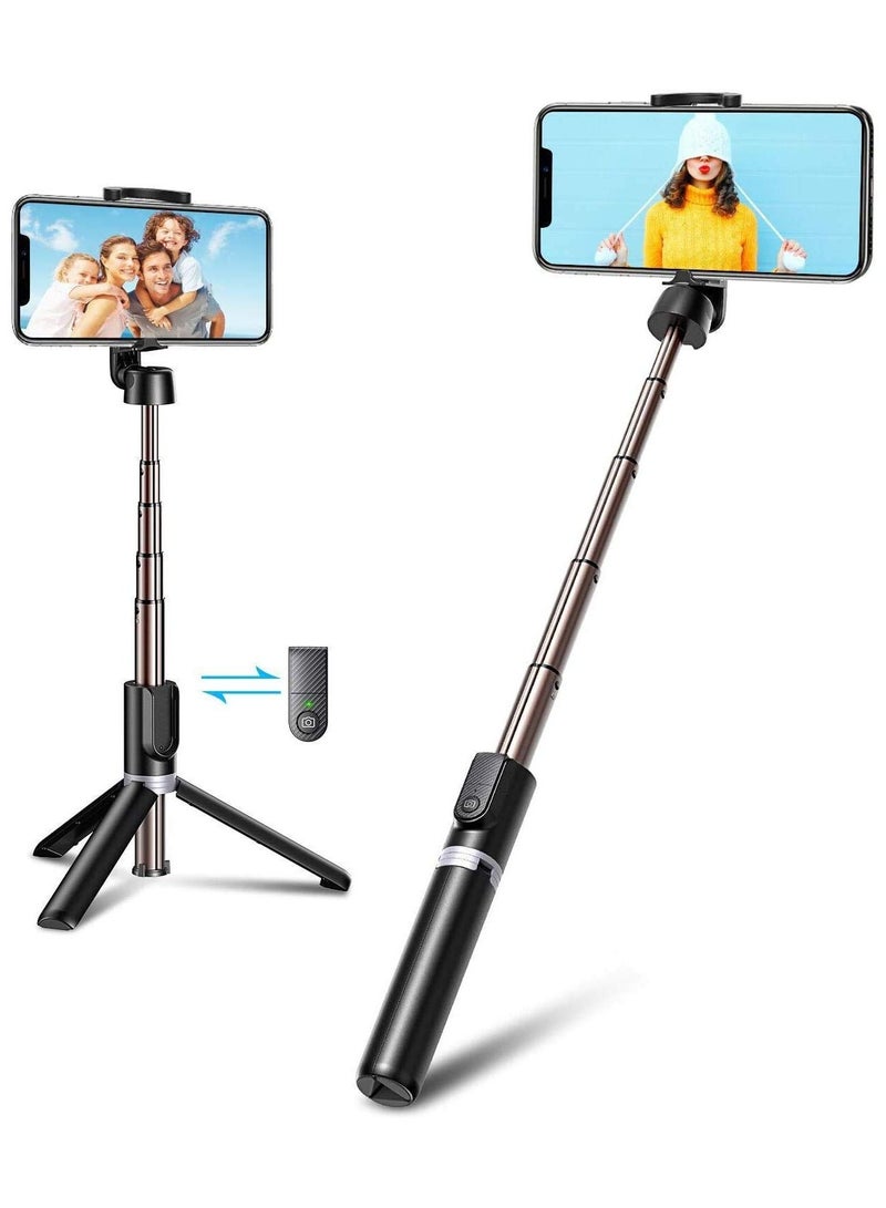 ELTRAZONE Selfie Stick, Extendable Selfie Stick with Wireless Remote and Tripod Stand, Portable, Lightweight, Compatible with All Smartphone and Mobile - Image 1