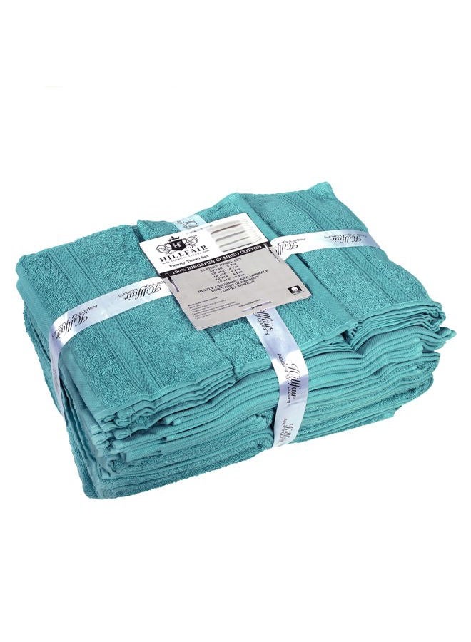 HILLFAIR 24 Piece Bath Towels Set for Bathroom- 100% Cotton 24 PC Bulk Pack Hotel Spa Towel Set- 2 XXL Oversized Big Towels, 4 Bath Towels, 6 Hand Towels, 4 Fingertip Towels, 8 Washcloths: Turquoise - Image 2