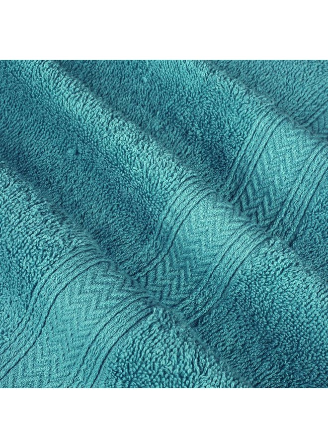 HILLFAIR 24 Piece Bath Towels Set for Bathroom- 100% Cotton 24 PC Bulk Pack Hotel Spa Towel Set- 2 XXL Oversized Big Towels, 4 Bath Towels, 6 Hand Towels, 4 Fingertip Towels, 8 Washcloths: Turquoise - Image 4