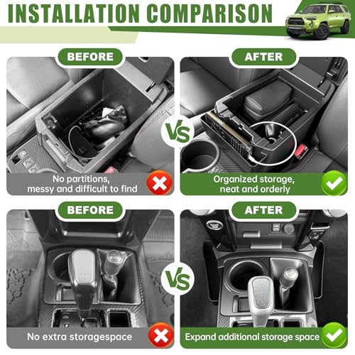 Qyebbk 3PCS Center Console Organizer for 2010-2024 Toyota 4Runner Gear Shift Side Tray Hanging and Insert Armrest Storage Boxs for 4 Runner Accessories(3PCS Center Console Organizer/Fit 10-24) - Image 2