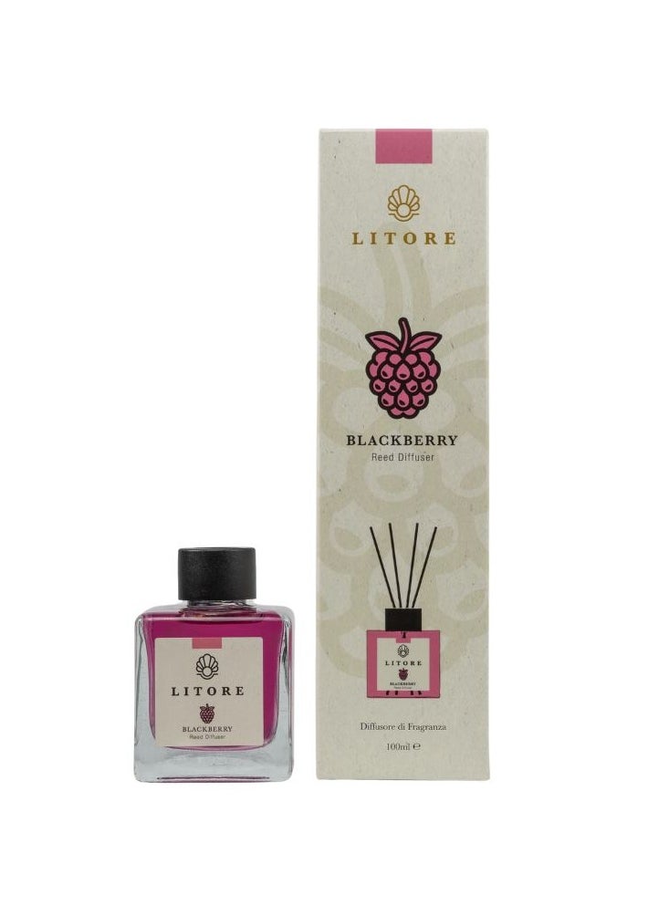 Litore Litore Black Berry Reed Diffuser, Best Diffuser Aromatherapy Perfume, Home Fragrance, Oil Diffuser & Reed Diffuser Sticks - Perfect for Home & Office - 100 ml  - Image 1