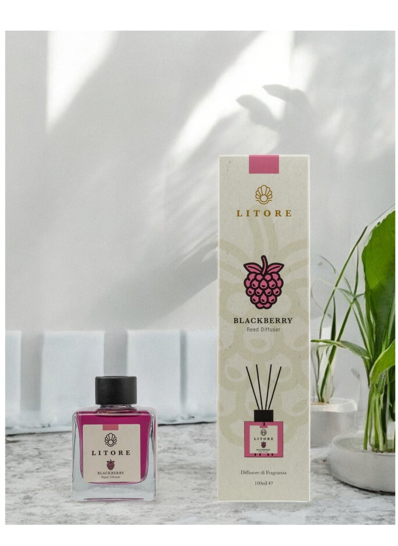 Litore Litore Black Berry Reed Diffuser, Best Diffuser Aromatherapy Perfume, Home Fragrance, Oil Diffuser & Reed Diffuser Sticks - Perfect for Home & Office - 100 ml  - Image 2