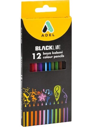 Adel Blackline Crayons 12 Colors Full Size  - Image 1