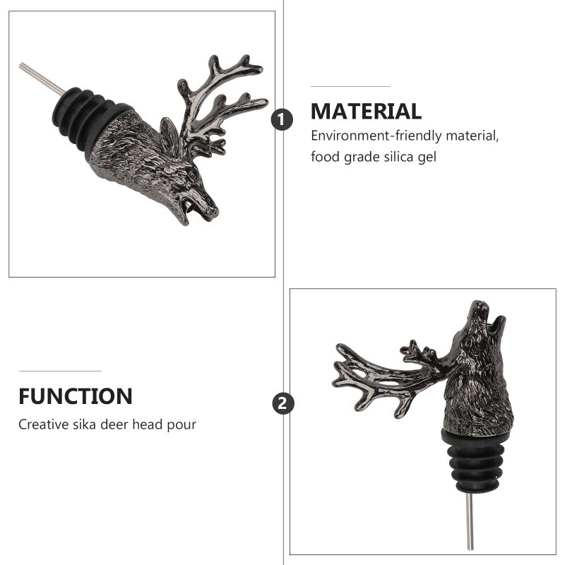 Black Silicone Deer Head Wine Pourer Spout Creative Liquor Dispenser For Home Bar - Image 4