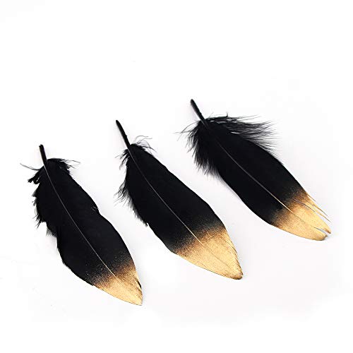 Sowder Natural Goose Feathers Clothing Accessories Pack of 50 (Gold Dipped Black) - Image 3