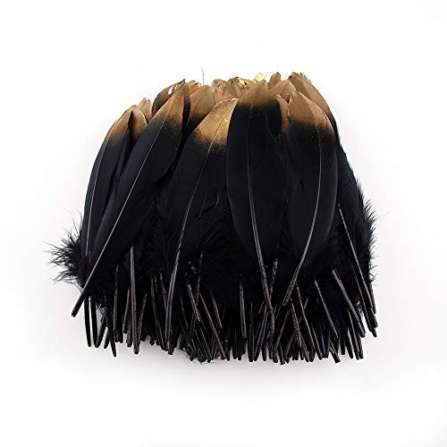 Sowder Natural Goose Feathers Clothing Accessories Pack of 50 (Gold Dipped Black) - Image 2