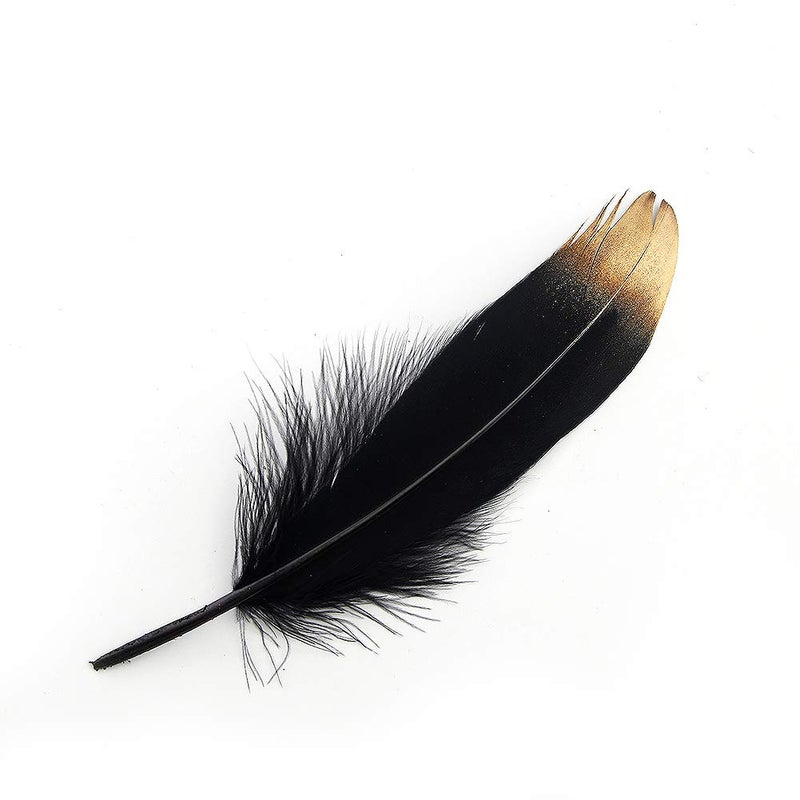 Sowder Natural Goose Feathers Clothing Accessories Pack of 50 (Gold Dipped Black) - Image 4