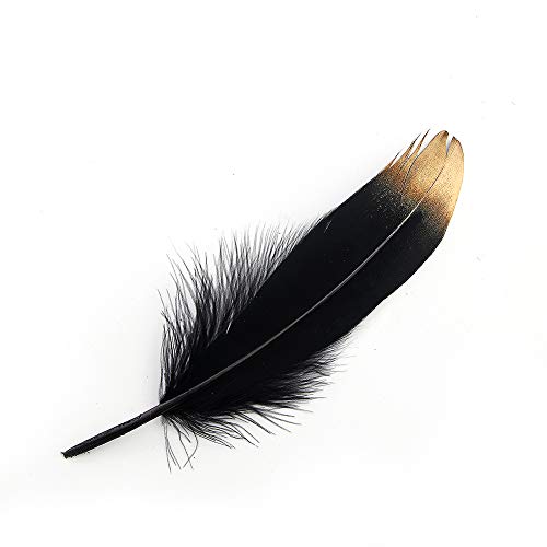 Sowder Natural Goose Feathers Clothing Accessories Pack of 50 (Gold Dipped Black) - Image 1