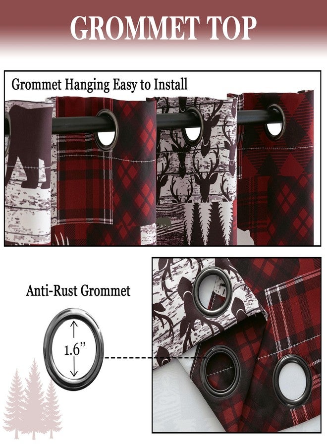 Tritard Red Christmas Rustic Cabin Curtains 2 Panels Country Style Curtain 50% Light Blocking Darkening Grommet Window Treatments Farmhouse Patchwork Plaid Decorative for Living Room Bedroom, 52x84 inches - Image 5