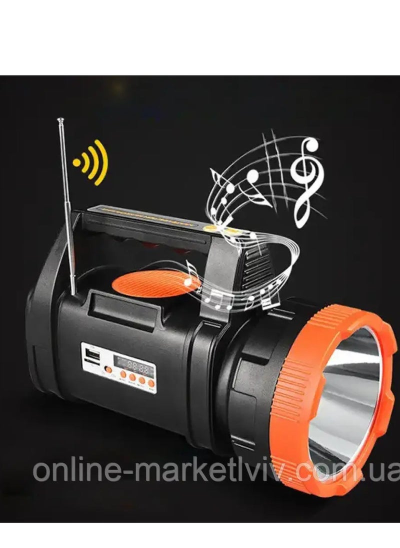 Generic YC-T05 solar battery flashlight, radio, Bluetooth, USB + 3 bulbs / portable flashlight.  - Image 4