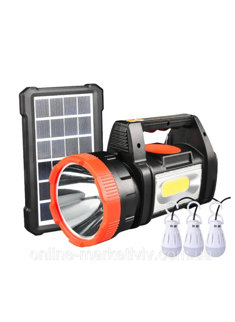 Generic YC-T05 solar battery flashlight, radio, Bluetooth, USB + 3 bulbs / portable flashlight.  - Image 1