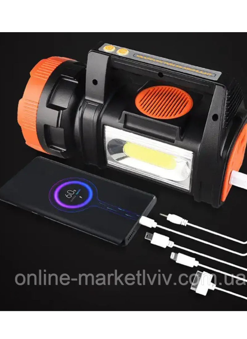 Generic YC-T05 solar battery flashlight, radio, Bluetooth, USB + 3 bulbs / portable flashlight.  - Image 2