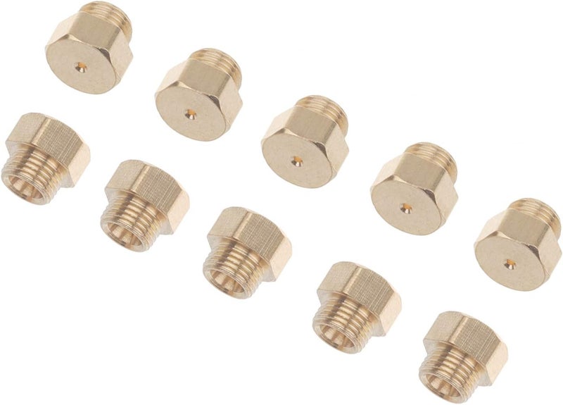 Timsec 10Packs Brass Jet Nozzles, DIY Burner Parts with M5 x 0.5mm Thread and 0.68mm Nozzle Hole, Range, Stove, Oven Conversion Kit for Propane LPG Natural Gas Pipe Water Heater - Image 1