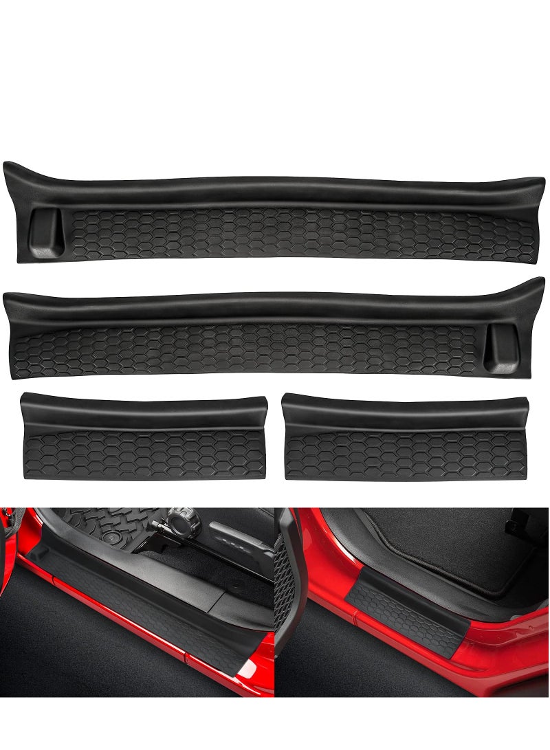 KASTWAVE Door Sill Guards Kit, Black Rubber Door Entry Guards for 2018 2021 Jeep Wrangler JL JLU Gladiator JT 4 Door Accessories Parts Door Sill Protector Replacement 4pcs Set - Image 1