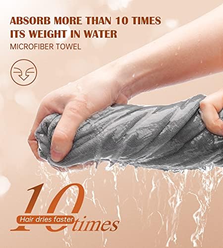 POPCHOSE Microfiber Hair Towel Wrap, Fast Drying Hair Turban, Soft Ultra Absorbent, No Frizz Hair Wrap Towels for Women Wet Hair, Curly, Longer, Thicker Hair, Gifts Stocking Stuffers for Women - Image 2