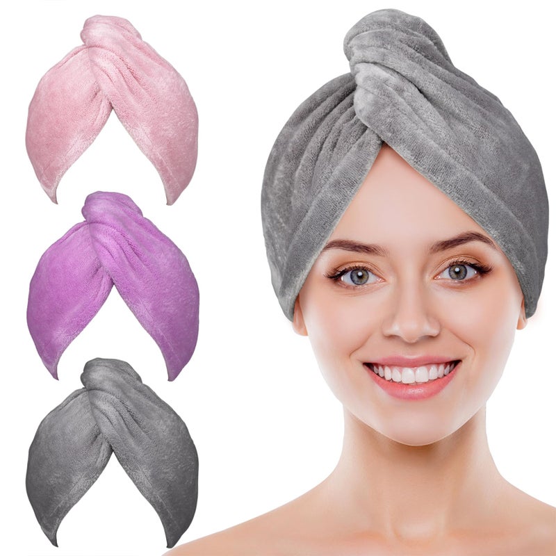 POPCHOSE Microfiber Hair Towel Wrap, Fast Drying Hair Turban, Soft Ultra Absorbent, No Frizz Hair Wrap Towels for Women Wet Hair, Curly, Longer, Thicker Hair, Gifts Stocking Stuffers for Women - Image 1