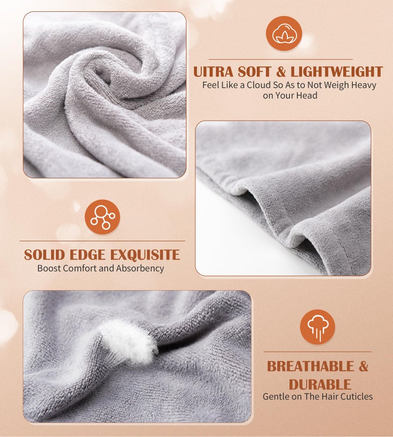 POPCHOSE Microfiber Hair Towel Wrap, Fast Drying Hair Turban, Soft Ultra Absorbent, No Frizz Hair Wrap Towels for Women Wet Hair, Curly, Longer, Thicker Hair, Gifts Stocking Stuffers for Women - Image 3