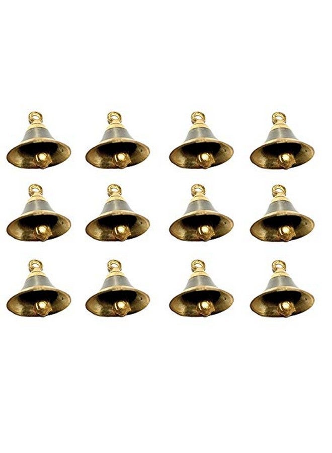 UAPAN Brass Bell Decorative Pooja Room Bells with J Hook (Silver Gold_2 inch, Pack of 12) - Image 1