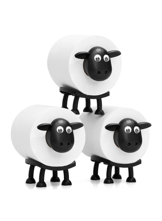 هومستر الخروف حامل الدحرجة -حامل ورق المرحاض المضحكي حامل ورق الوقوف الحر مجموعة -3D مطبوعة الأغنام السوداء حامل الدحرجة -قرص ورق المناديل الفارغة تخزين -لطيف ديكورات الحمام -مجموعة من 3. - Image 1