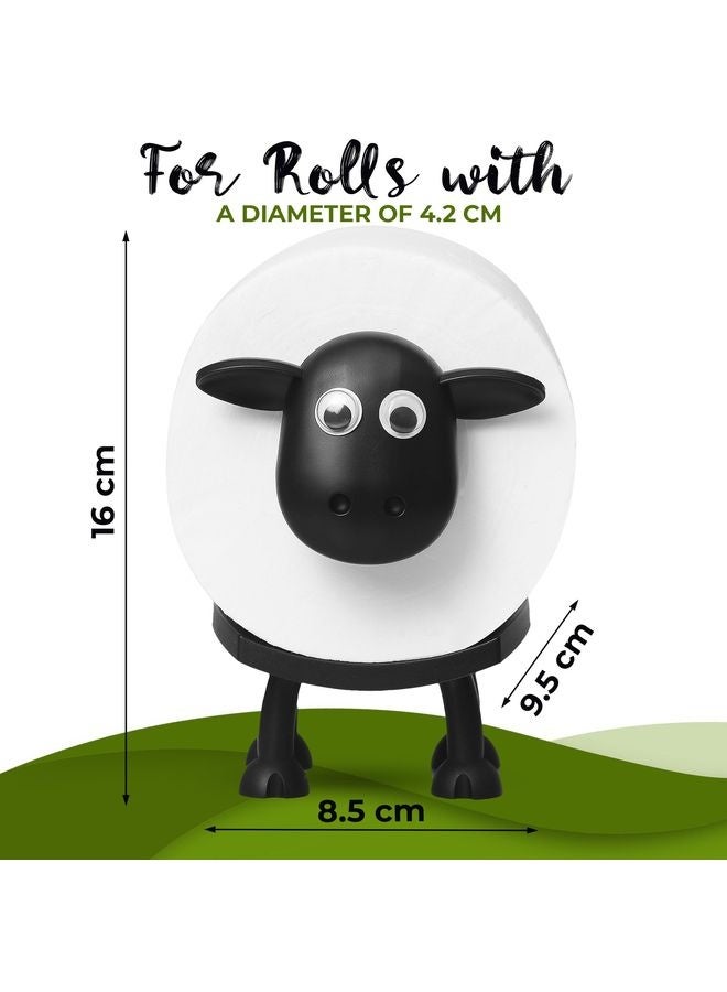 هومستر الخروف حامل الدحرجة -حامل ورق المرحاض المضحكي حامل ورق الوقوف الحر مجموعة -3D مطبوعة الأغنام السوداء حامل الدحرجة -قرص ورق المناديل الفارغة تخزين -لطيف ديكورات الحمام -مجموعة من 3. - Image 3