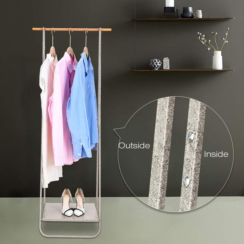 JEFEE Compact Clothes Rack Simple Garment Rack with Shelf 1-Tier Coat Clothing Organizer Storage for Hats Bags Shoe for Entryway Bedroom Dorm Pool, L21.3xW18.3X H55.1 inch, Black - Image 4