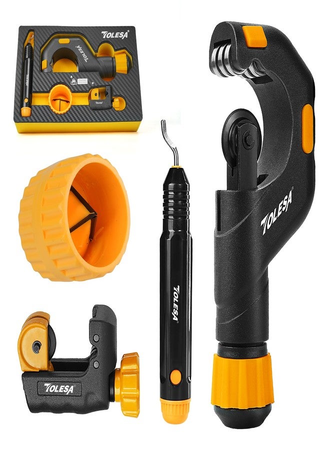 TOLESA Pipe Cutter Tool 2-1/8'', Heavy Duty Mini Copper Pipe Cutters With Deburring Tools Pipe Reamer, Speed Cutting Tubing Cutter For Copper, Aluminum, PVC, Thin Stainless Steel Pipe - Image 1