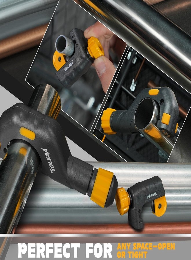 TOLESA Pipe Cutter Tool 2-1/8'', Heavy Duty Mini Copper Pipe Cutters With Deburring Tools Pipe Reamer, Speed Cutting Tubing Cutter For Copper, Aluminum, PVC, Thin Stainless Steel Pipe - Image 5