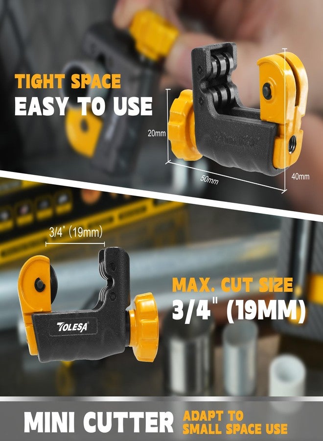 TOLESA Pipe Cutter Tool 2-1/8'', Heavy Duty Mini Copper Pipe Cutters With Deburring Tools Pipe Reamer, Speed Cutting Tubing Cutter For Copper, Aluminum, PVC, Thin Stainless Steel Pipe - Image 3