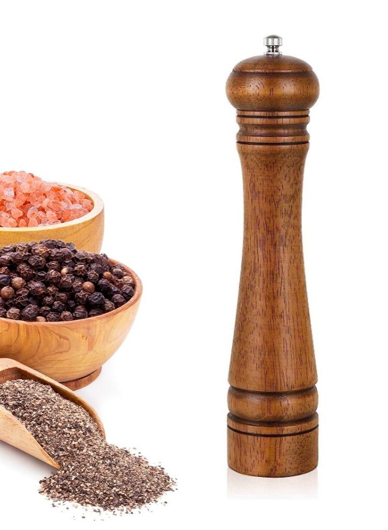 Morlife 10 Inch Salt Mill And Pepper Grinder Set, Pepper Mill, Salt Shakers with Adjustable Ceramic Rotor, Oak Wood Pepper Grinder And Salt Mill, for Your Kitchen - Image 1