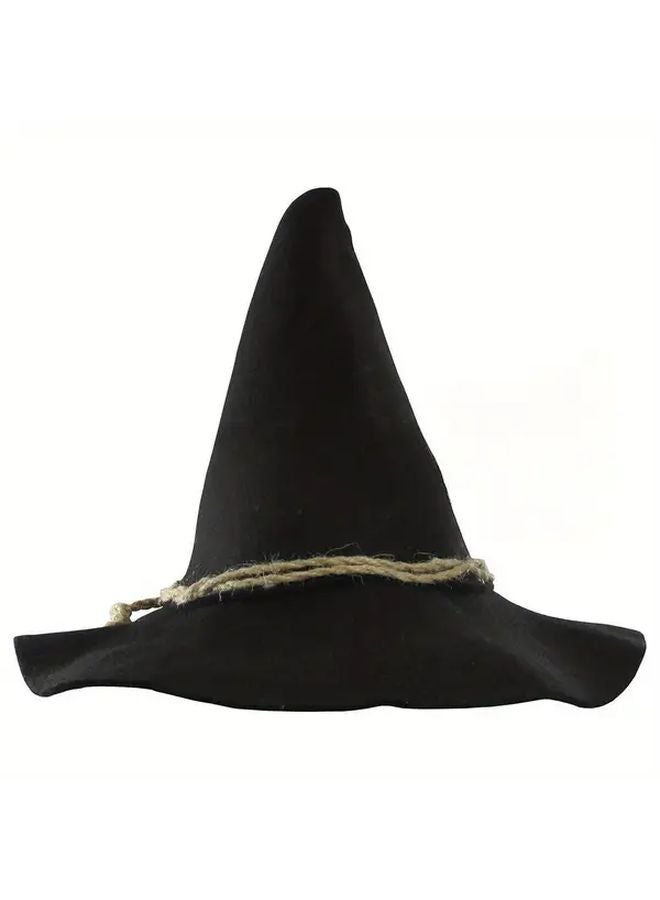 Dark Brown Double Sided Felt Witch Hat With Ribbon Bow For Halloween Costume - Image 1