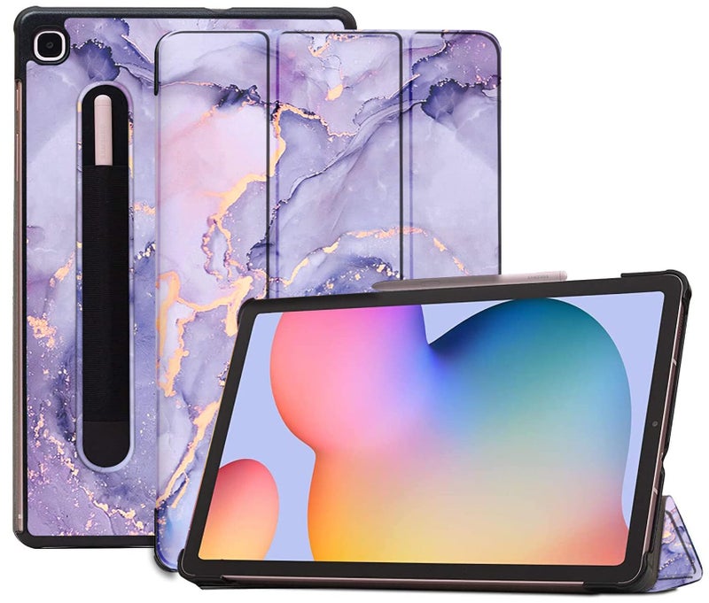 Robustrion Cover Case for Samsung Tab S6 Lite Cover 10.4 inch, Trifold Flip Cover for Samsung S6 Lite Tablet Cover 10.4 inch [Auto Sleep Wake Support] - Marble Lilac - Image 1