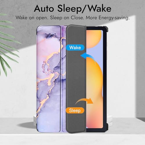 Robustrion Cover Case for Samsung Tab S6 Lite Cover 10.4 inch, Trifold Flip Cover for Samsung S6 Lite Tablet Cover 10.4 inch [Auto Sleep Wake Support] - Marble Lilac - Image 3