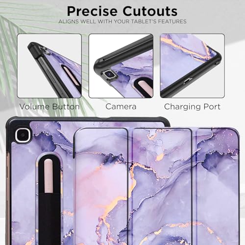 Robustrion Cover Case for Samsung Tab S6 Lite Cover 10.4 inch, Trifold Flip Cover for Samsung S6 Lite Tablet Cover 10.4 inch [Auto Sleep Wake Support] - Marble Lilac - Image 4
