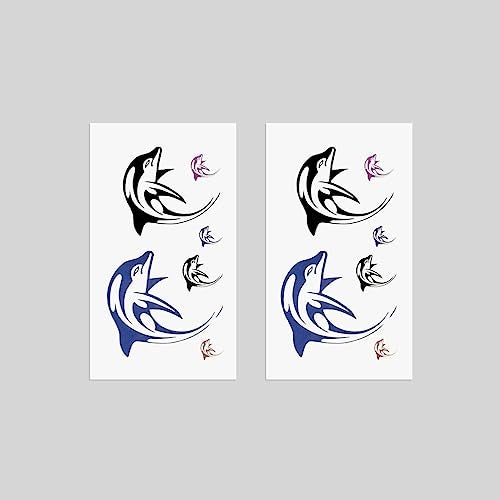 Oottati 2 Sheets Small Cute Temporary Tattoo Stickers Dolphin Arm suit for Kids Women Fake Tattoos That Look Real and Last Long - Image 4