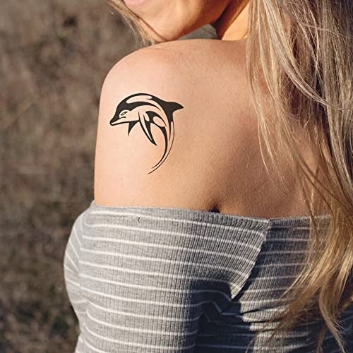 Oottati 2 Sheets Small Cute Temporary Tattoo Stickers Dolphin Arm suit for Kids Women Fake Tattoos That Look Real and Last Long - Image 3