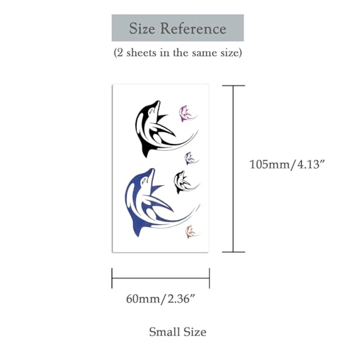 Oottati 2 Sheets Small Cute Temporary Tattoo Stickers Dolphin Arm suit for Kids Women Fake Tattoos That Look Real and Last Long - Image 5