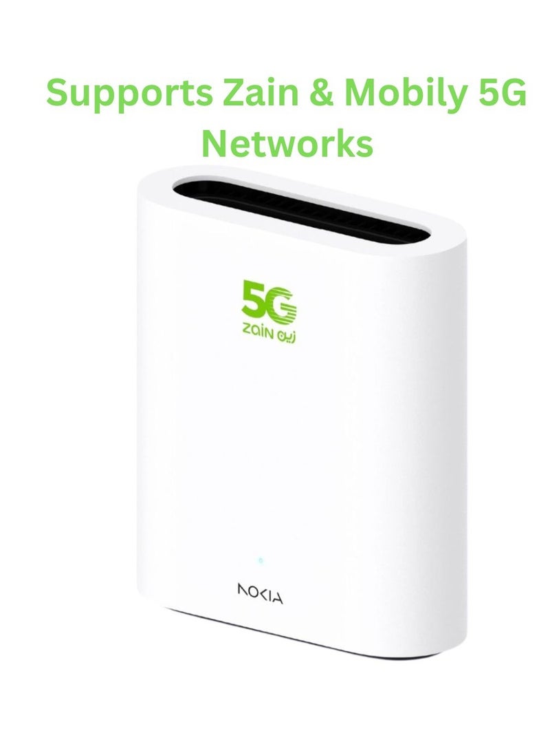 زين بوابة Nokia 5G 6.1 جهاز توجيه Wi-Fi 6 – إنترنت 5G فائق السرعة، هوائيات عالية الكسب، تدعم شبكات زين وموبايلي - Image 3