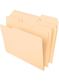 erorex File Folders Letter Size 21.6 X 12.5 Cm Classic Manila 1 3 Cut Tabs In Left Right Center Positions 100 Per Box 65213  - Image 1