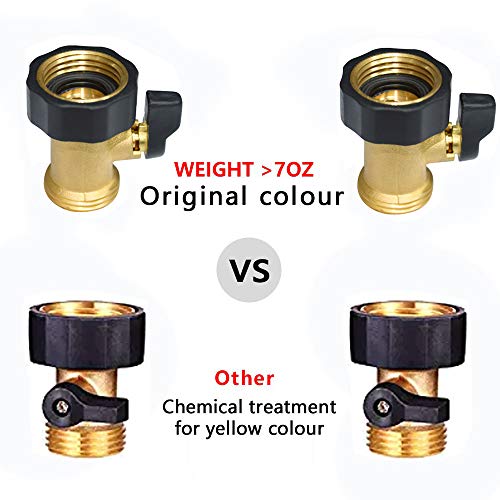 HQMPC Heavy Duty Brass Shut Off Valve Garden Hose Shut Off Valve Garden Hose Connector (2PCS) +4 Extra Pressure Washers - Image 2