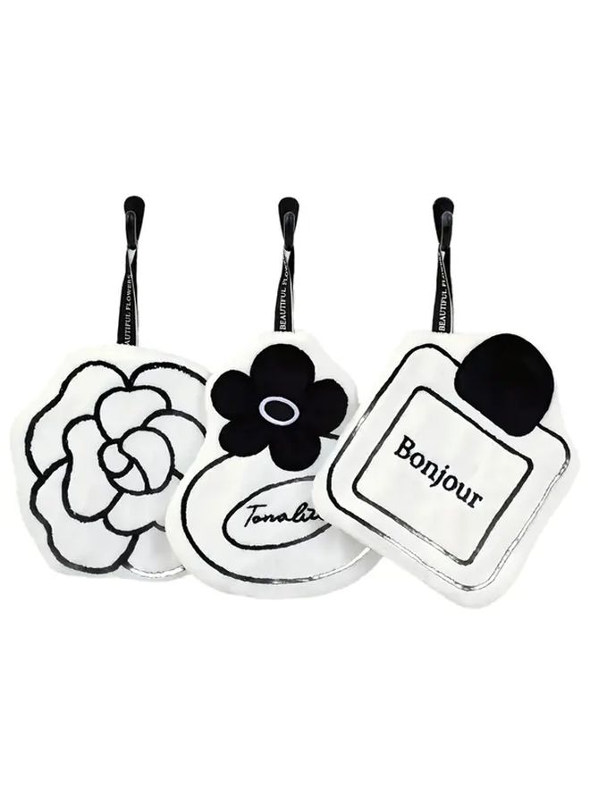 9Pcs French Romantic Hanging Towel Set Camellia Perfume Bottle Design Super Absorbent Quick Dry - Image 1